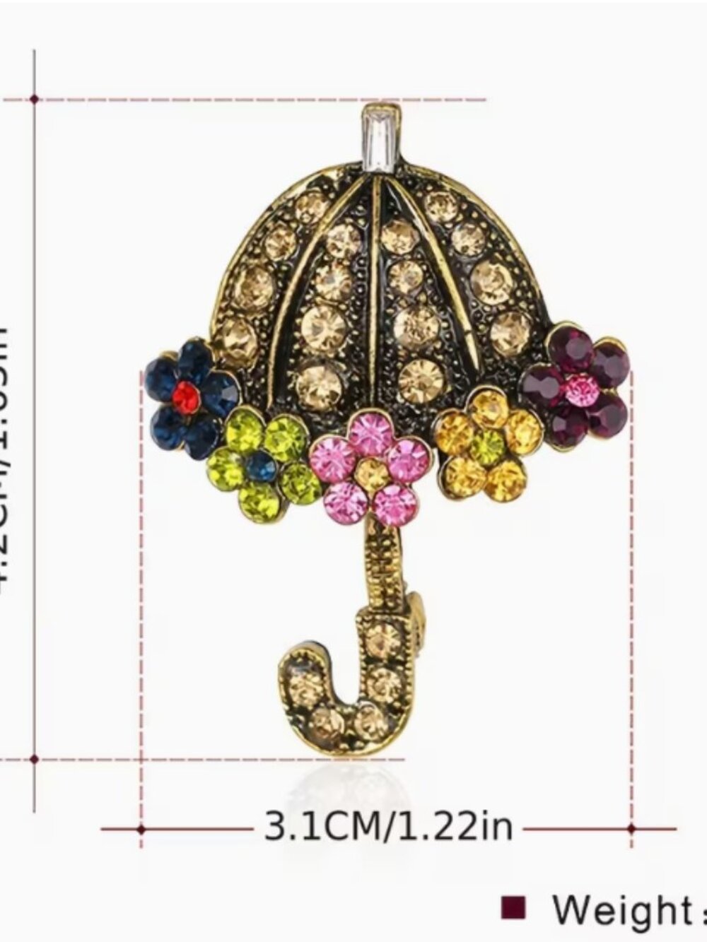 Sparkling gold-tone brooch with colorful stones. NWT - Picture 2 of 4